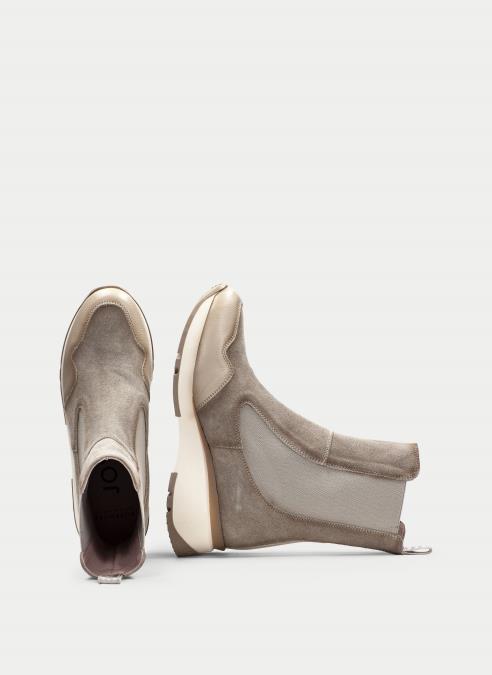 Botín de moda para mujer Soho Cuero/velour Vison#soho Taupe Hispanitas