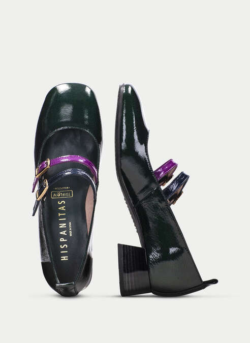 Zapatos Mary Jane Hispanitas Tokio Para Mujer - Verde Foresta, Plataforma Y Tacón Bloque