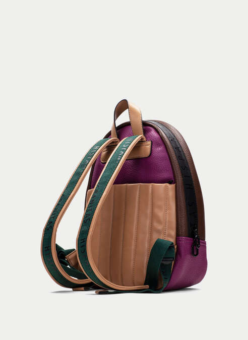 mochila  vert-marron-magenta