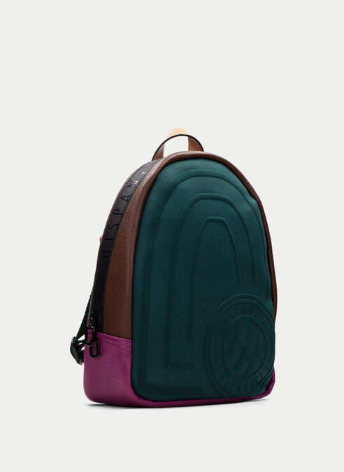 mochila  vert-marron-magenta