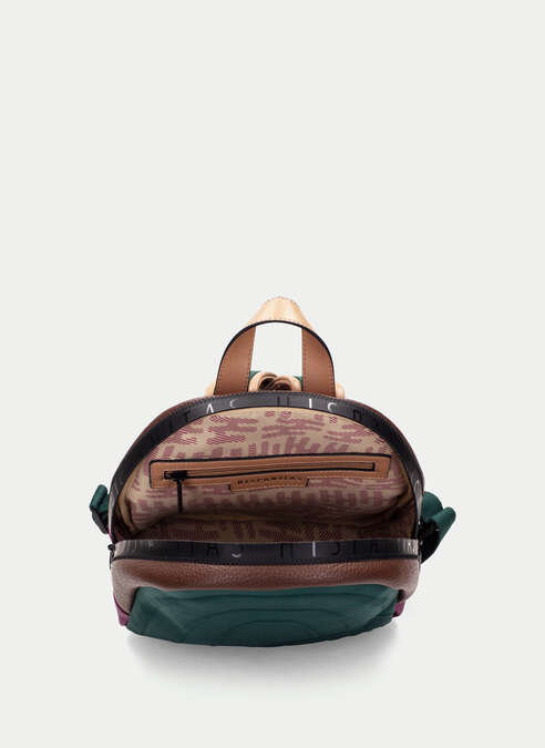 mochila  vert-marron-magenta