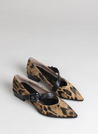 zapatos bailarina turin leopardo-camel-negro - hispanitas