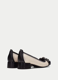zapatos bailarina tacon oporto negro-crema - hispanitas