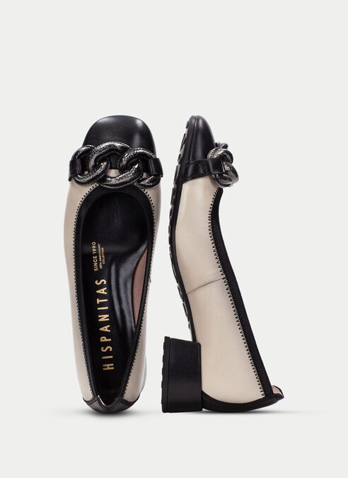 bailarina tacon oporto noir-creme
