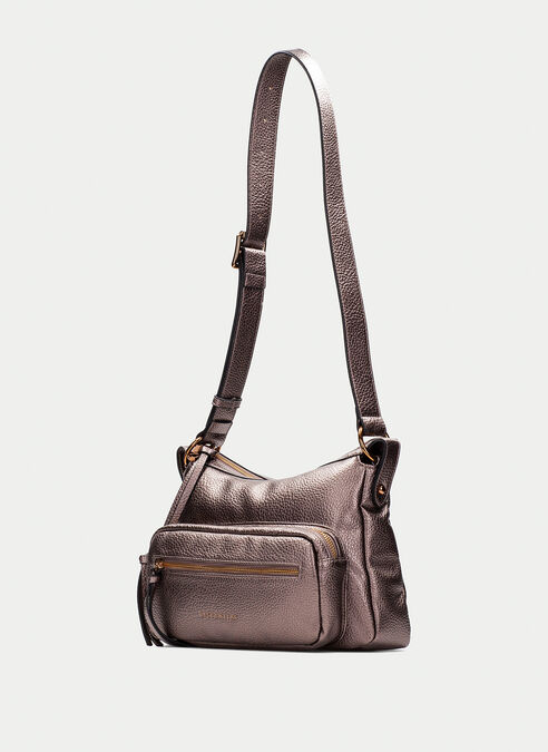 bolso de hombro  taupe-metalizado