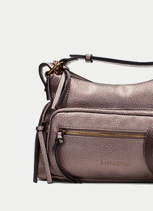 bolso de hombro  taupe-metalizado