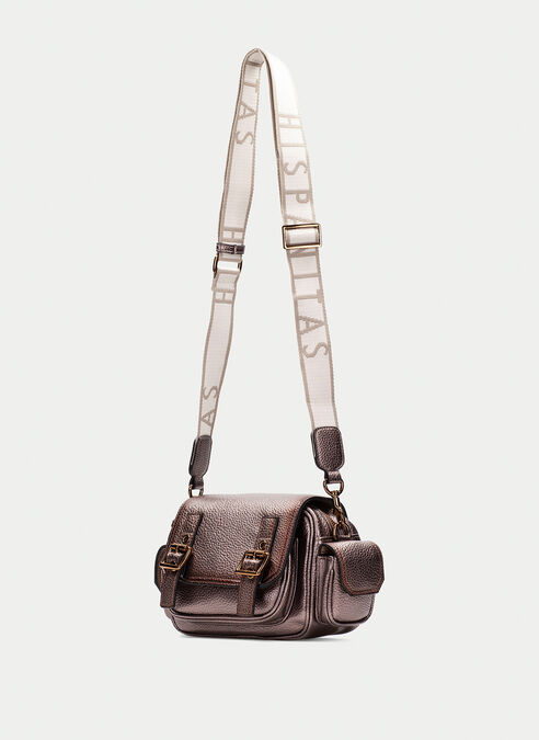 bolso de hombro  taupe-metalizado