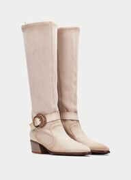 zapatos bota verona crema - hispanitas