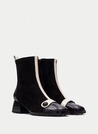 shoes ankle-boot marsellablack-cream - hispanitas