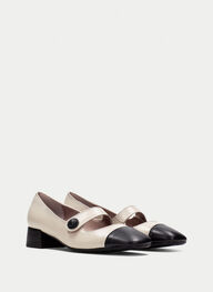 zapatos mary jane oporto crema-negro - hispanitas