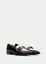 zapatos mocasin turin negro-crema - hispanitas