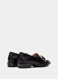 zapatos mocasin turin negro-crema - hispanitas
