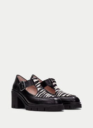 zapatos t-strap zurich negro-cebra - hispanitas
