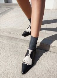 zapatos zapatos planos turin negro-crema - hispanitas