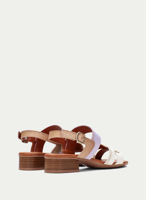 sandalias planas lara blanche-platine-lavande