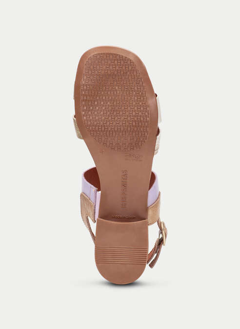 sandalias planas lara blanche-platine-lavande