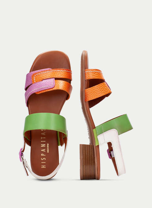 sandalias planas lara rose-papaye-lime