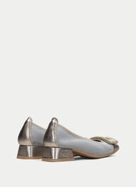 outlet bailarina aruba blanco-oro - hispanitas