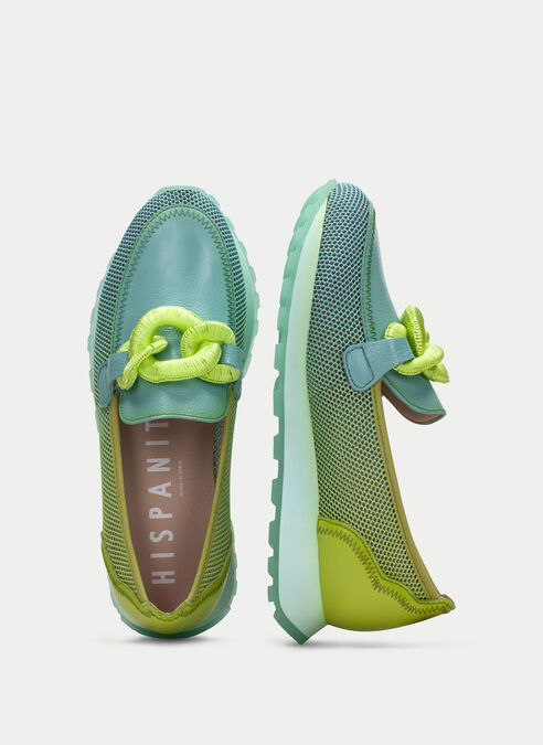 mocasín sport loira acquamarina-kiwi