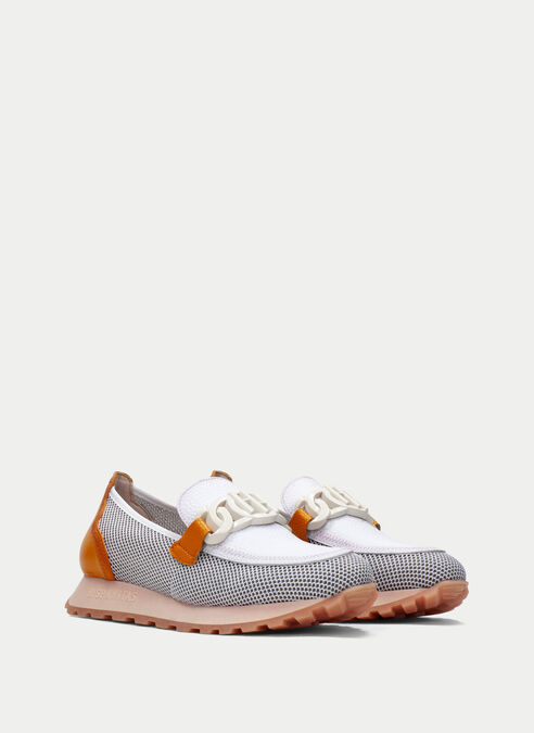 mocasín sport loira blanco-naranja