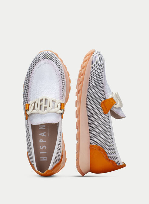 mocasín sport loira blanco-naranja