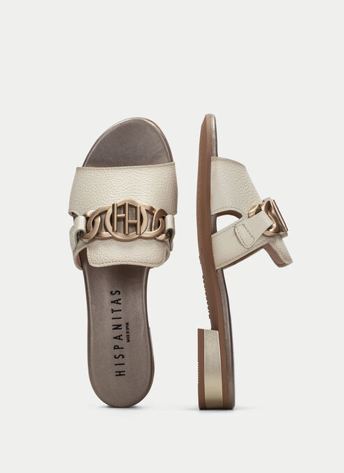 sandalias planas lena cream