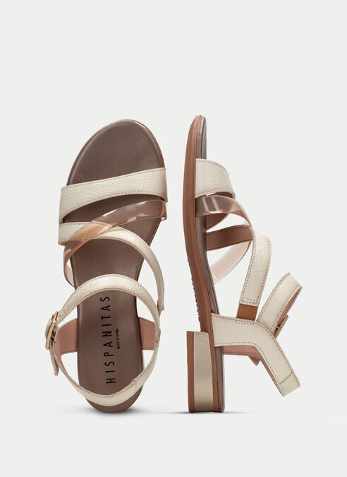 sandalias planas lena creme