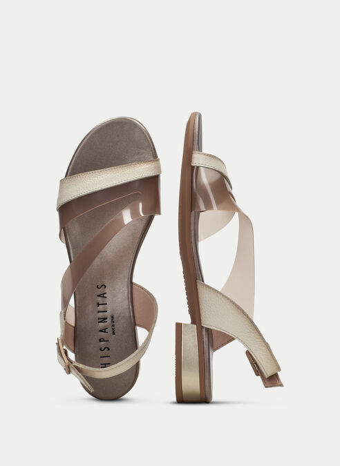 sandalias planas lena creme