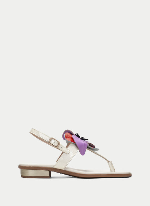 sandalias planas ibiza creme-violet