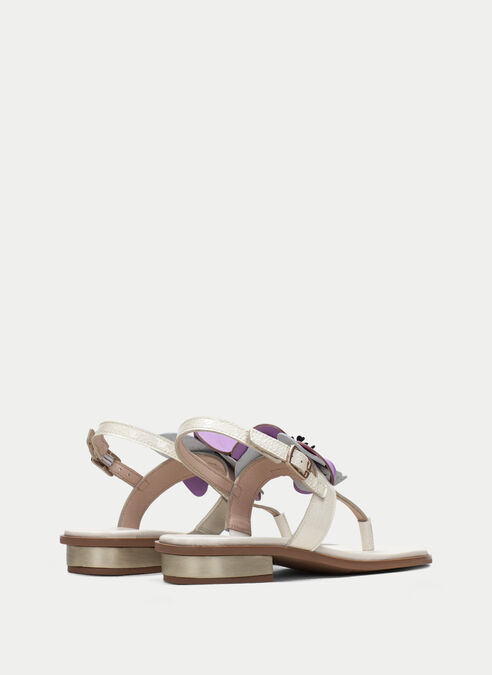 sandalias planas ibiza creme-violet