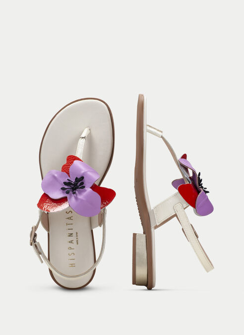sandalias planas ibiza creme-violet