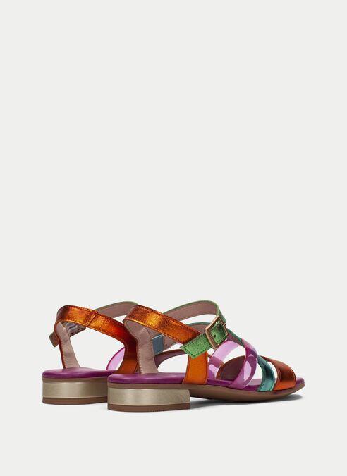 sandalias planas lena multi-metal