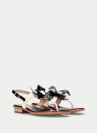 outlet sandali-piatti ibiza nero-panna - hispanitas