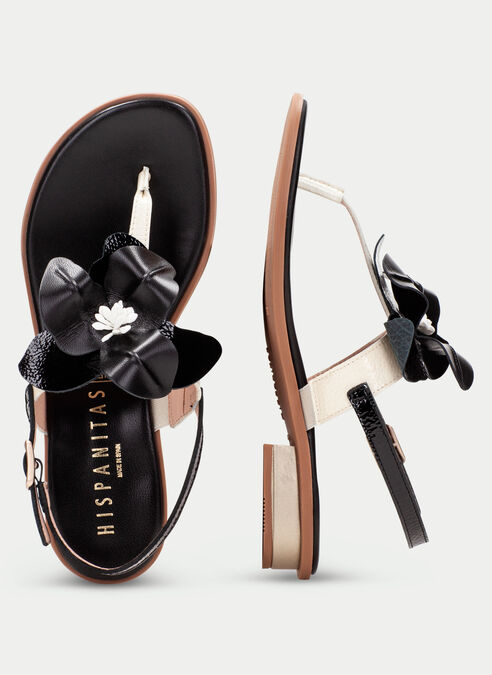 sandalias planas ibiza noir-creme