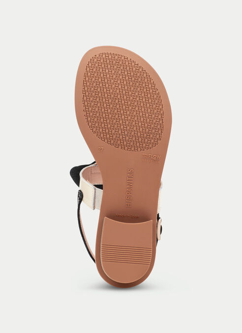 sandalias planas ibiza noir-creme