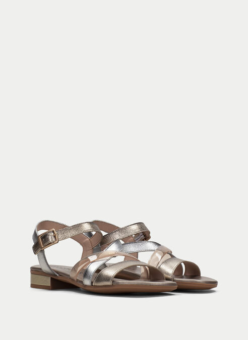 sandalias planas lena or-argent
