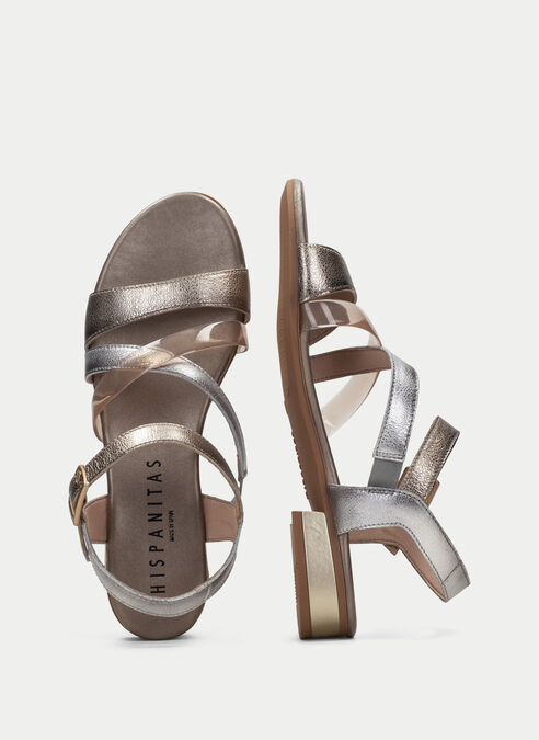 sandalias planas lena or-argent