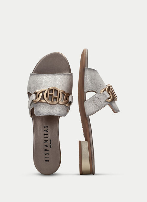sandalias planas lena plata