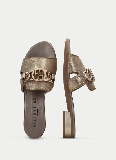 sandalias planas lena platino