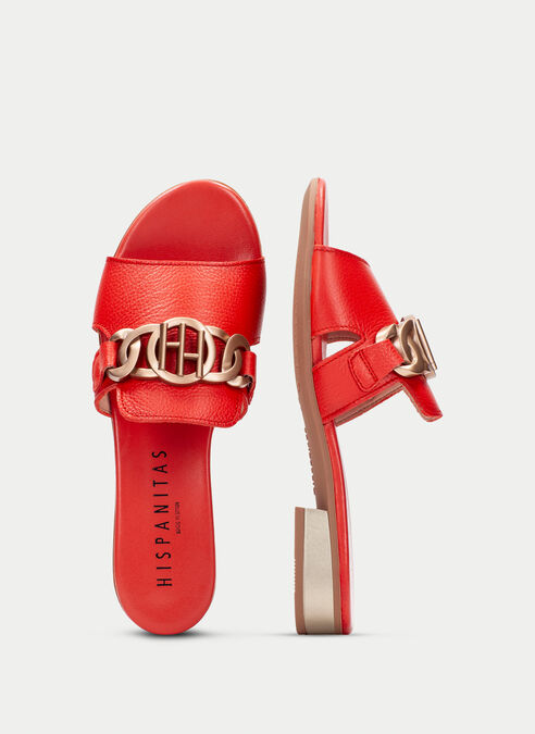 sandalias planas lena rojo