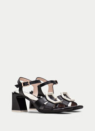 outlet sandalias tacón mallorca negro - hispanitas