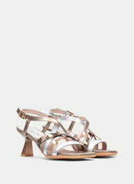 outlet sandalias tacón danielle plata-oro - hispanitas