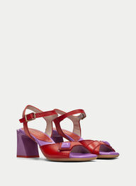 outlet sandalias tacón mallorca violet-rojo - hispanitas