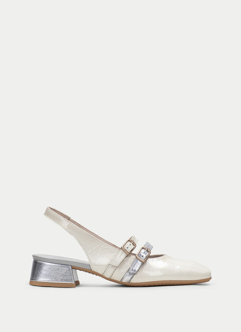 zapatos planos aruba crema-plata
