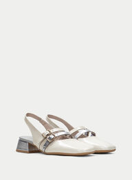 outlet zapatos planos aruba crema-plata - hispanitas