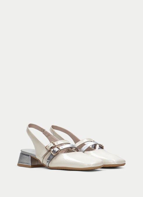 zapatos planos aruba crema-plata