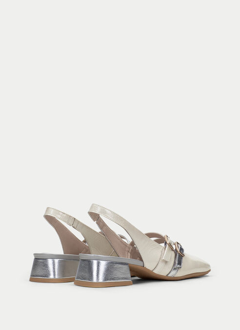 zapatos planos aruba crema-plata