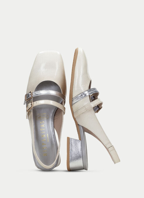 zapatos planos aruba crema-plata