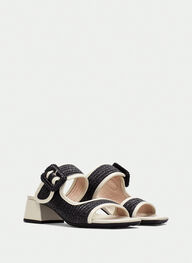outlet sandalias destalonadas dallas negro-latte - hispanitas