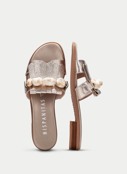 sandalias planas yakarta champagne